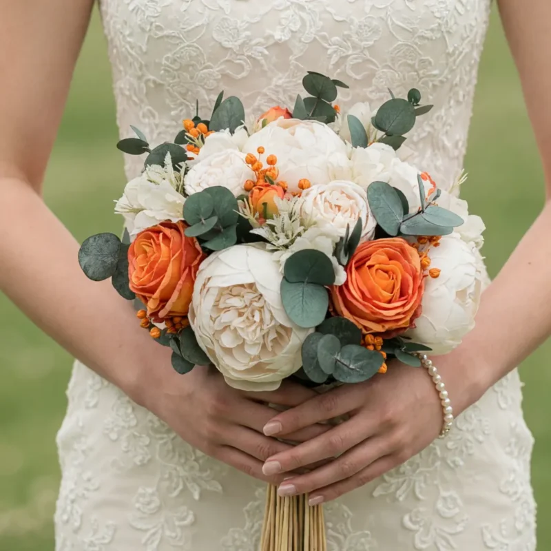 Orange Wedding Bouquets Ivory Peony Orchard