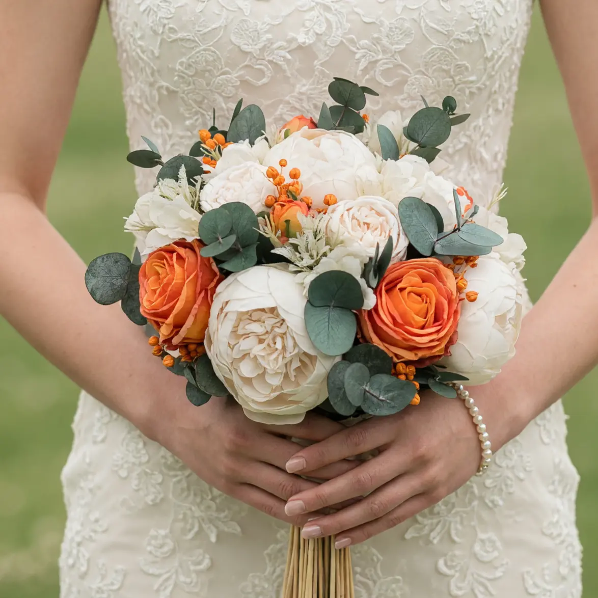 Orange Wedding Bouquets Ivory Peony Orchard