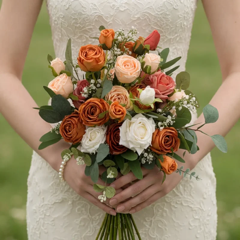 Orange Wedding Bouquets Copper Rose Harmony