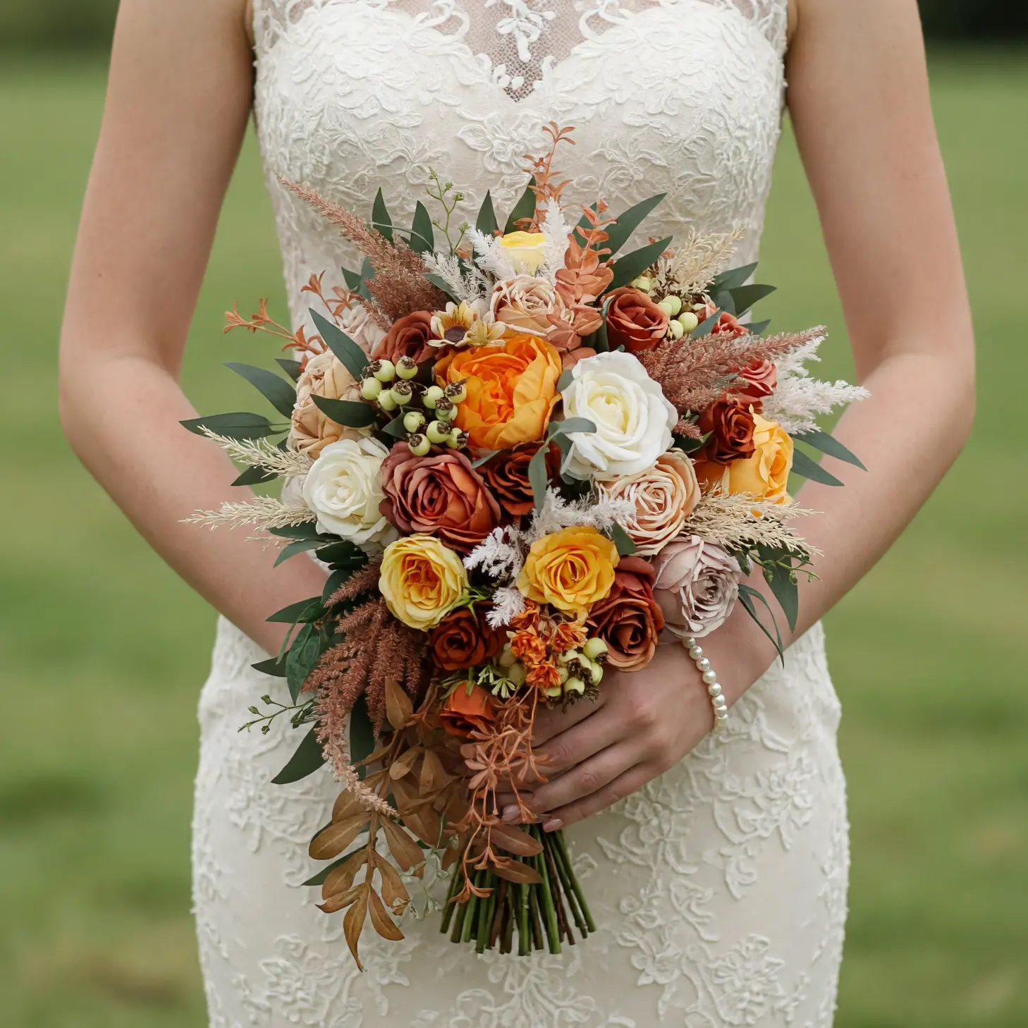 Orange Wedding Bouquets Golden Orchard Meadow