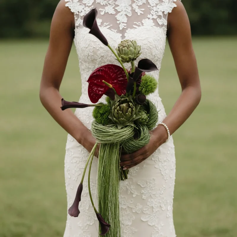 Green Wedding Bouquets Midnight Elegance
