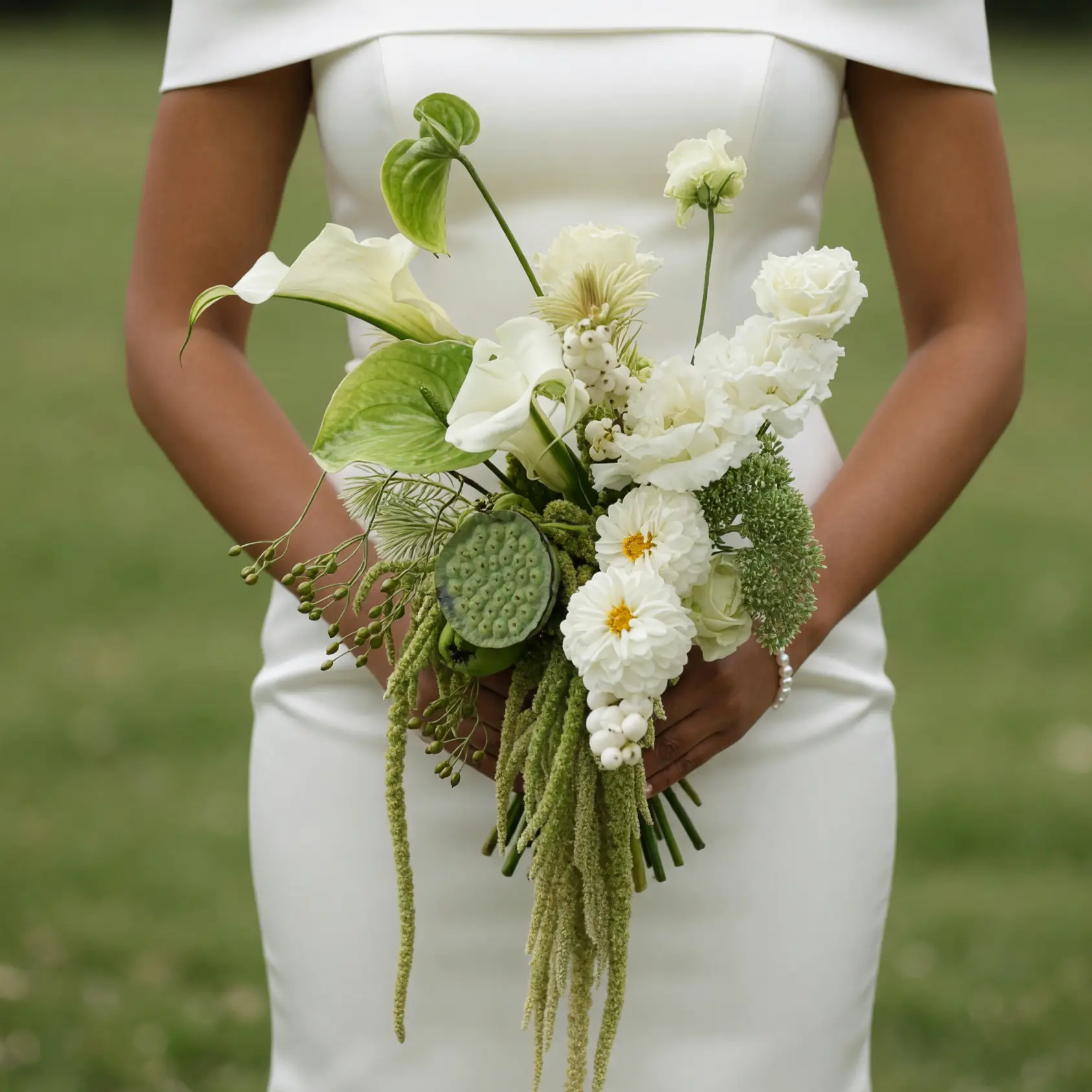 Green Wedding Bouquets Botanical Cascade Bridal Bouquet