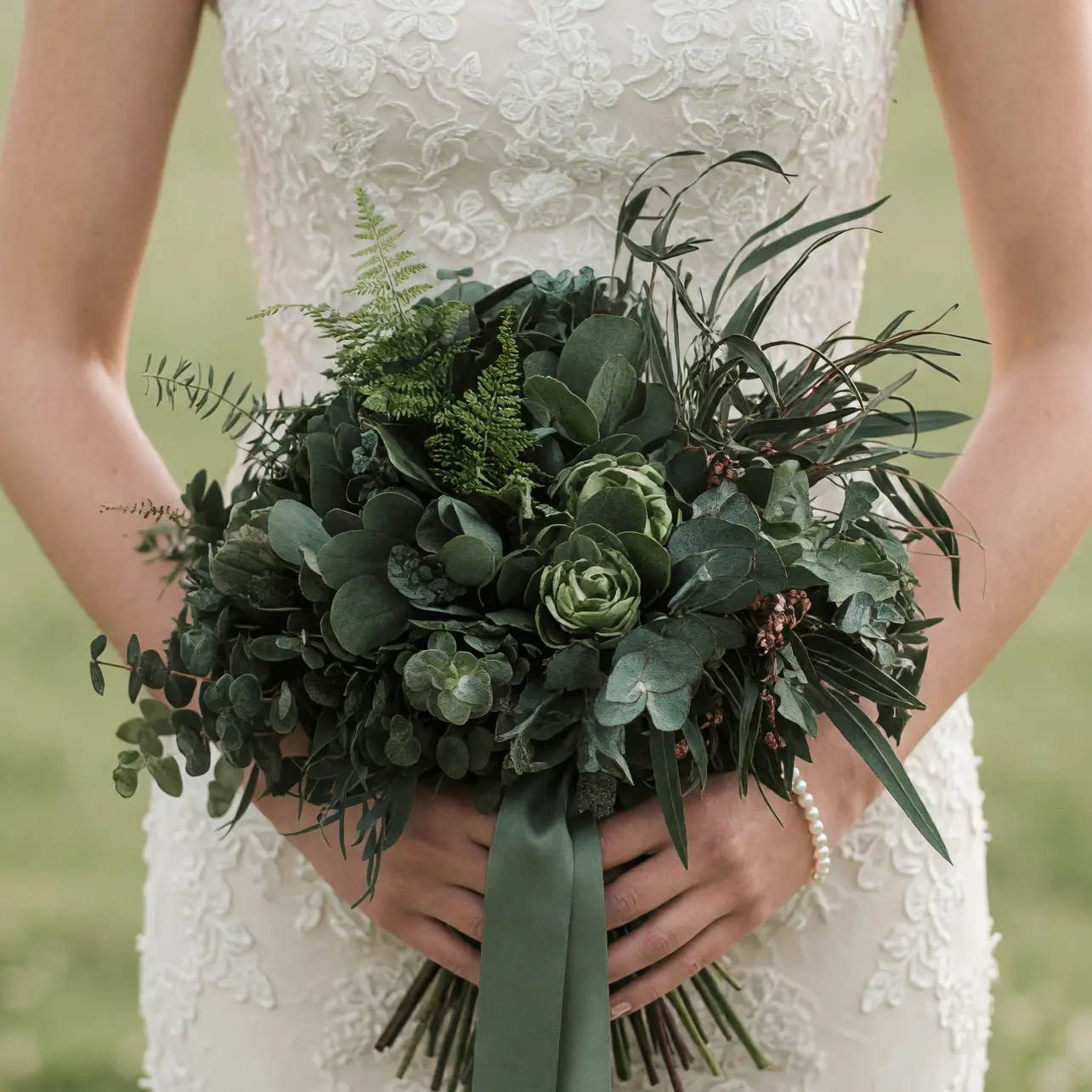 Green Wedding Bouquets Evergreen Elegance Bridal Bouquet