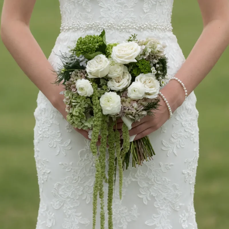 Green Wedding Bouquets Garden Romance Cascade