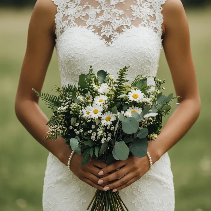 Green Wedding Bouquets Wild Daisy Bliss