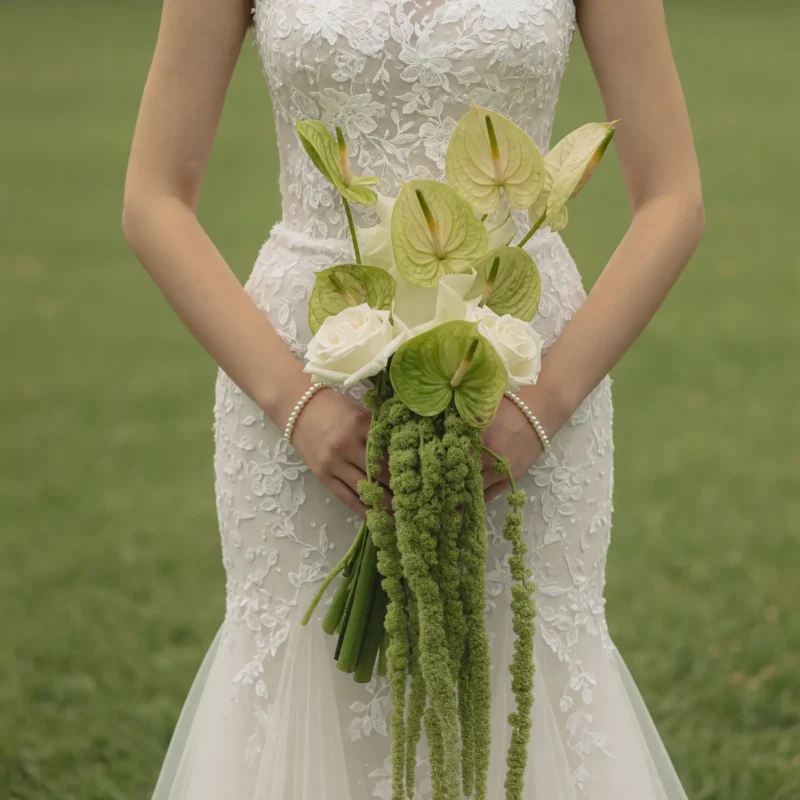 Green Wedding Bouquets Modern Anthurium Grace