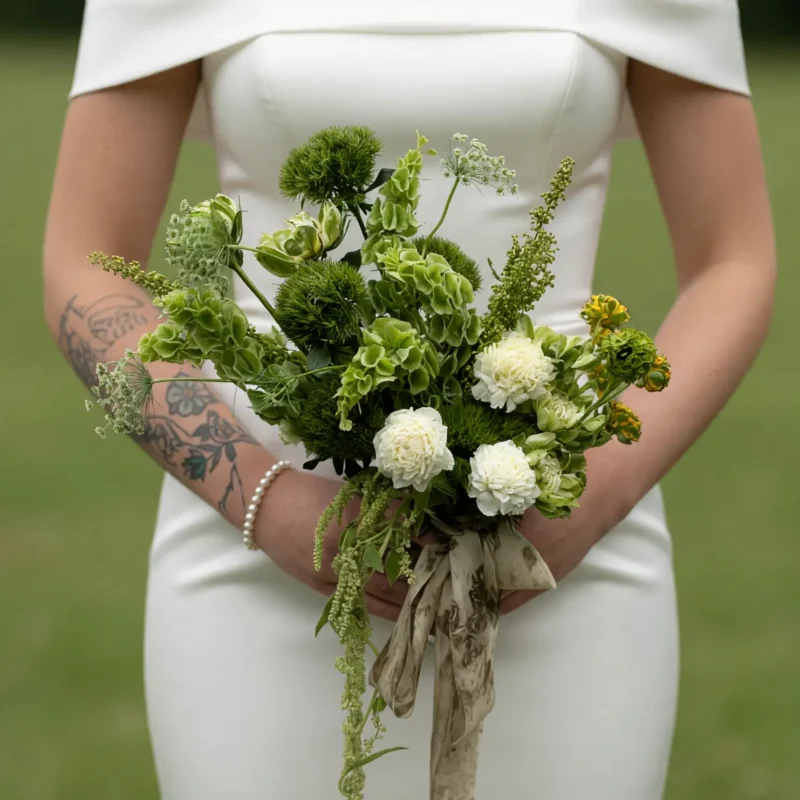 Green Wedding Bouquets – Meadow Moss Elegance