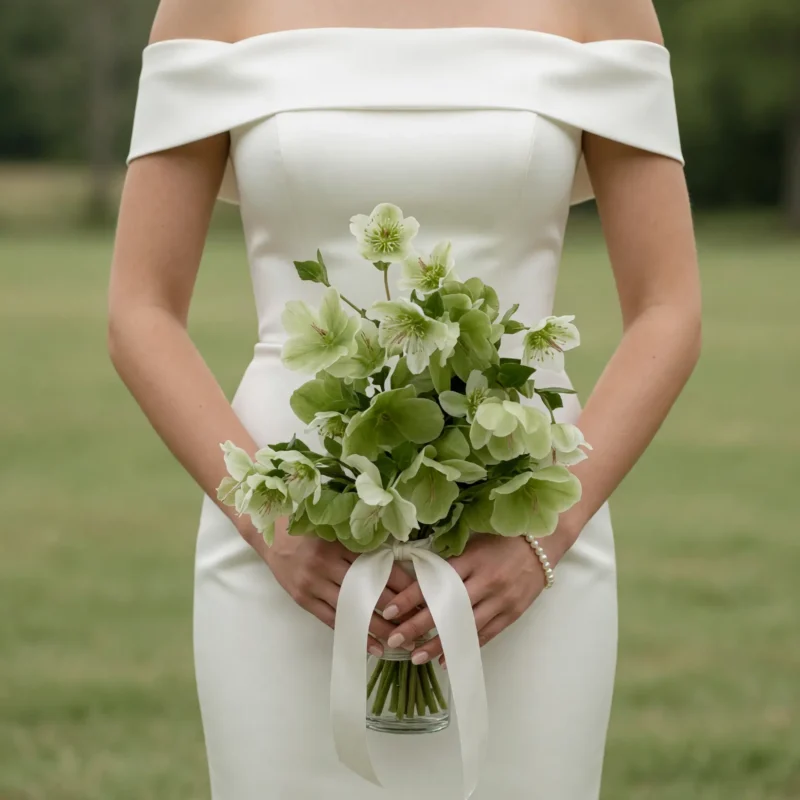 Green Wedding Bouquets – Spring Hellebore Bliss