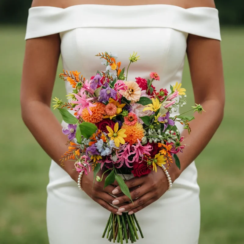 Colourful Wedding Bouquets Wildflower Sunset