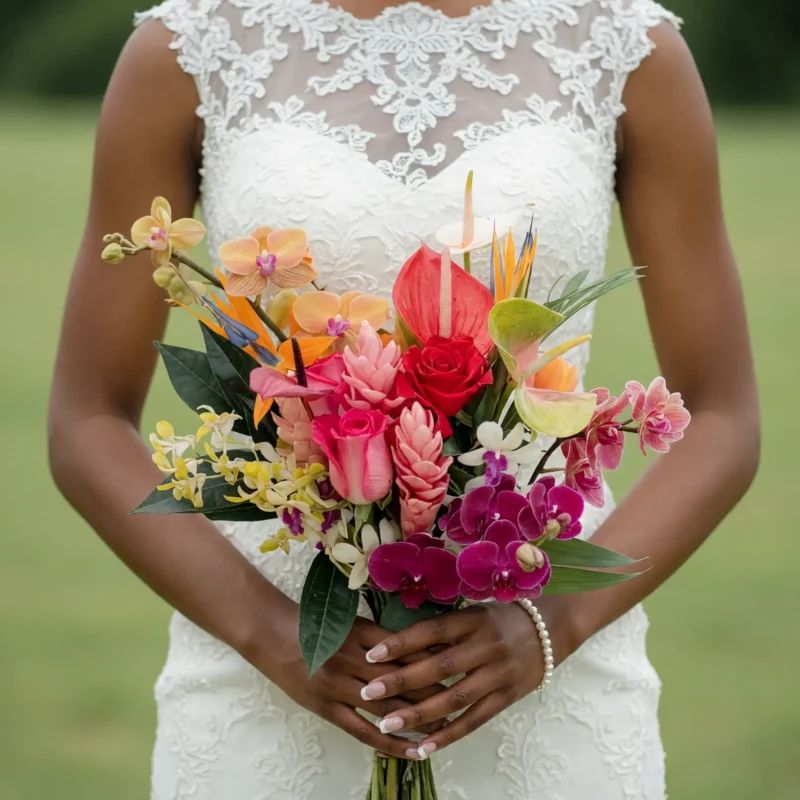 Colourful Wedding Bouquets Tropical Sunset Bridal Dream