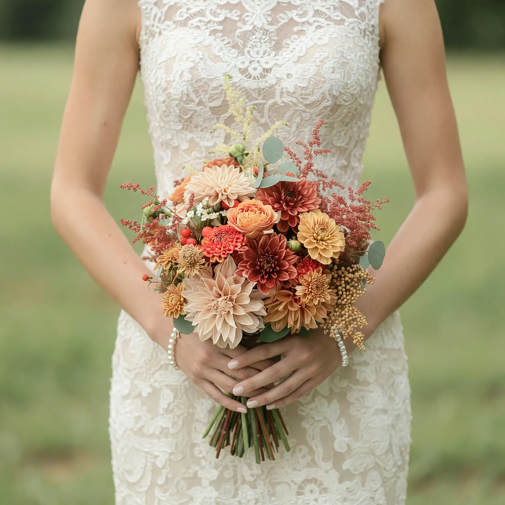 Autumn Dahlia Romance Bridal Wedding Bouquet