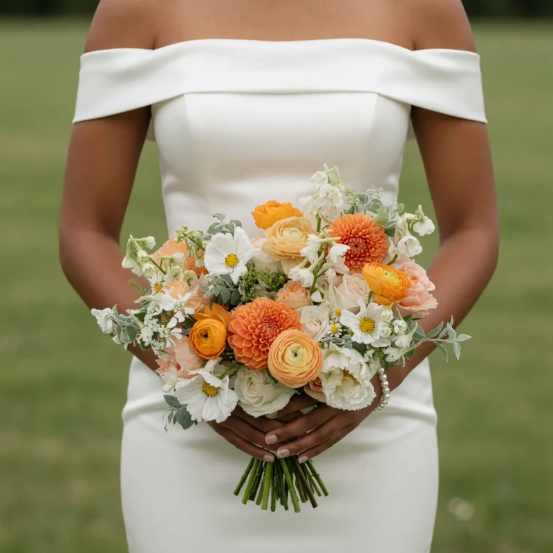 Dahlia Wedding Bouquets Golden Peach Harmony