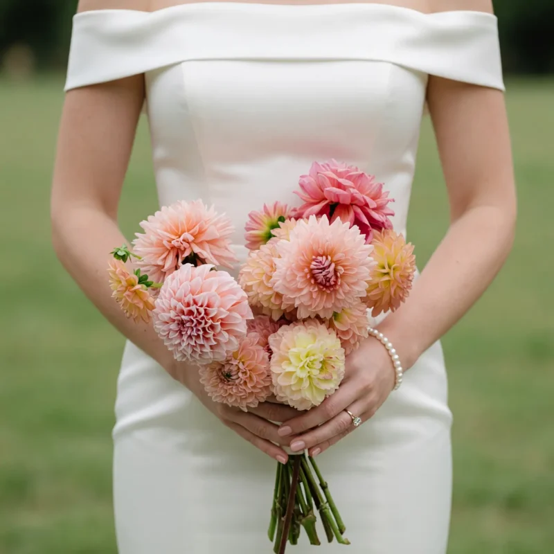 Dahlia Wedding Bouquets Sunset Ember Romance