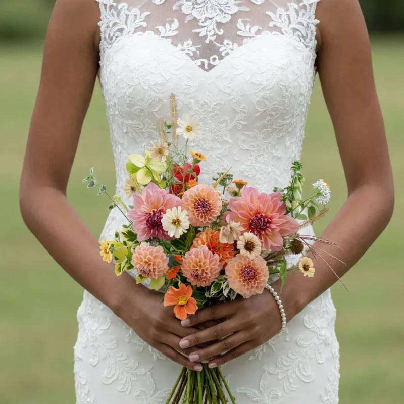 Dahlia Wedding Bouquets Peach Meadow Romance