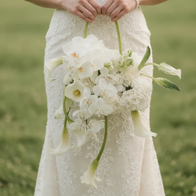 Modern Wedding Bouquets Ivory Orchid Cascade