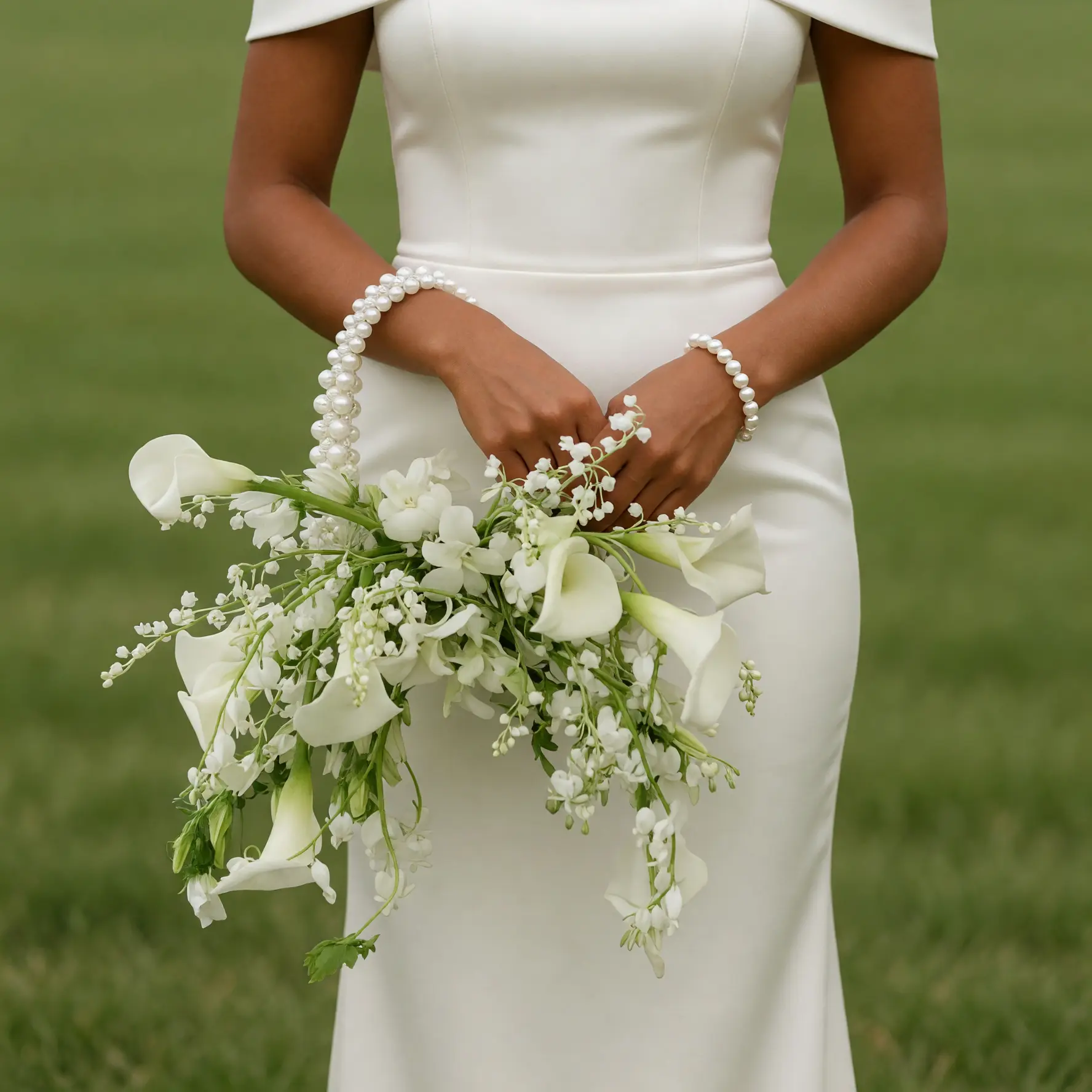 Elegant Pearl Cascade Bridal Bouquet