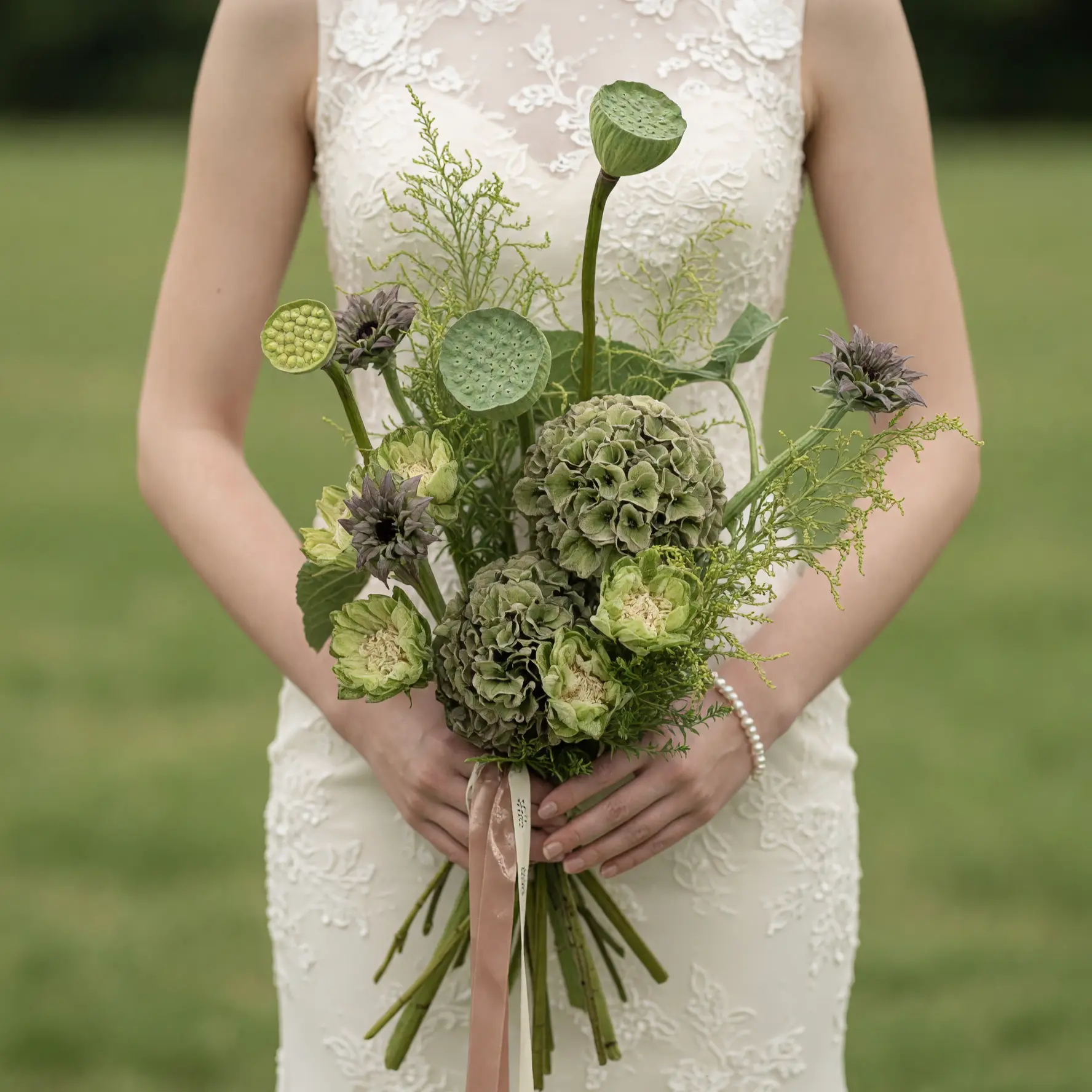 Moss Garden Lotus Bridal Bouquet