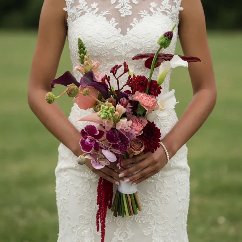 Modern Wedding Bouquets Burgundy Blush Romance