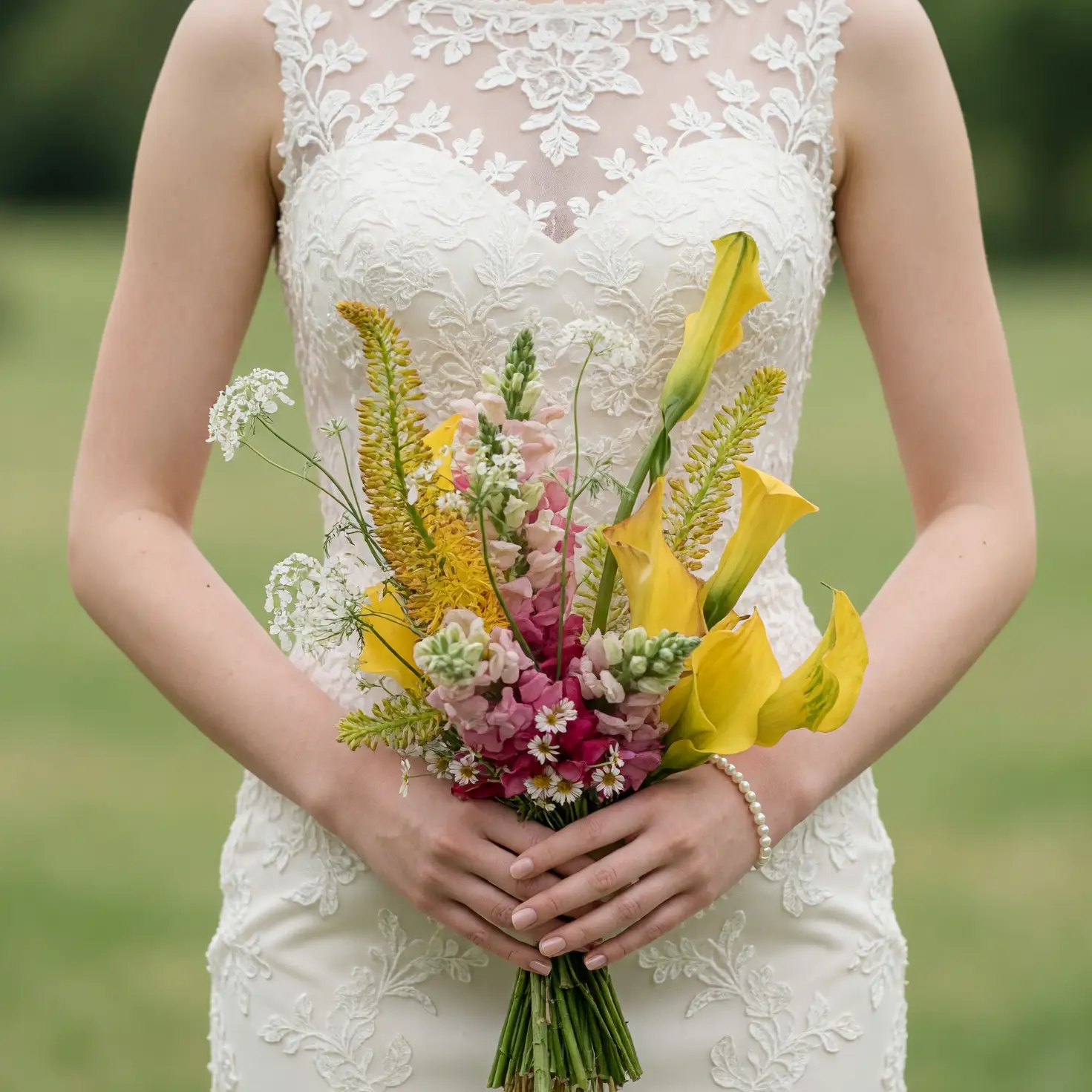 Golden Calla Lily Boho Bridal Bouquet