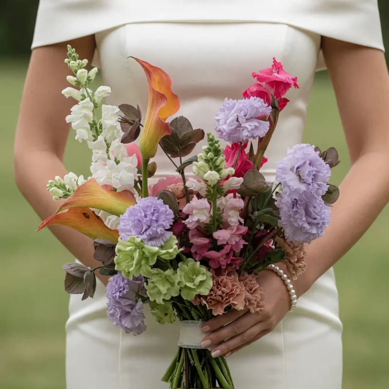 Modern Wedding Bouquets Lavender Sunset Calla