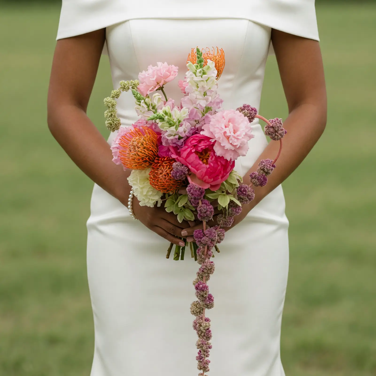 Pink Firework Cascade Bridal Bouquet