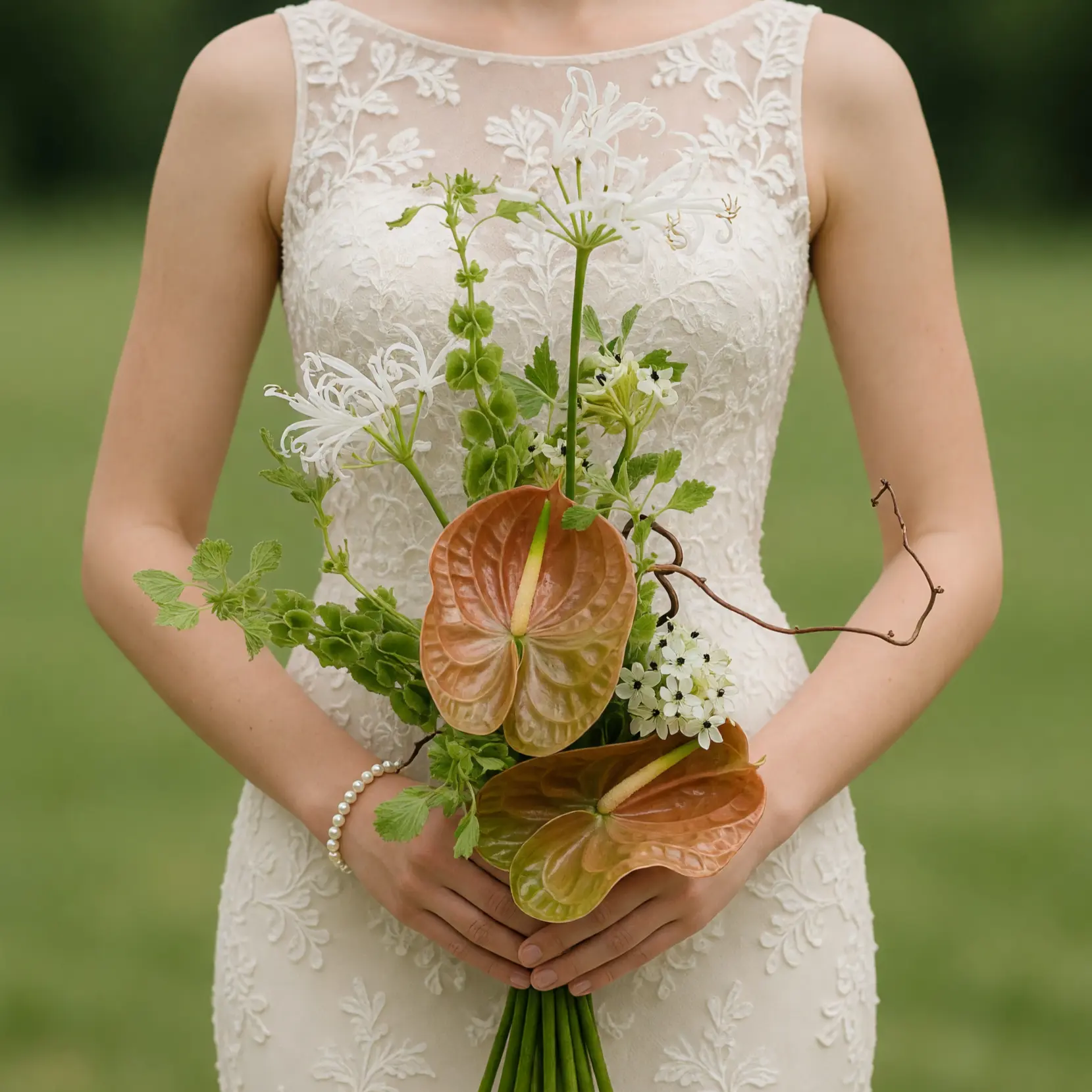 Copper Anthurium Bridal Flowers Bouquet
