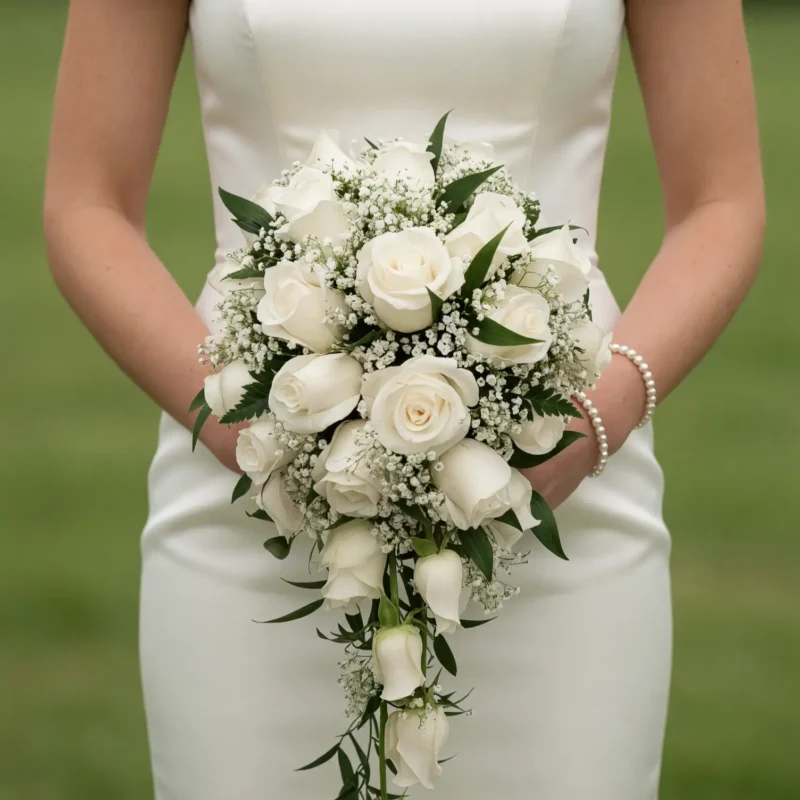 Baby’s Breath Wedding Bouquets White Garden Cascade