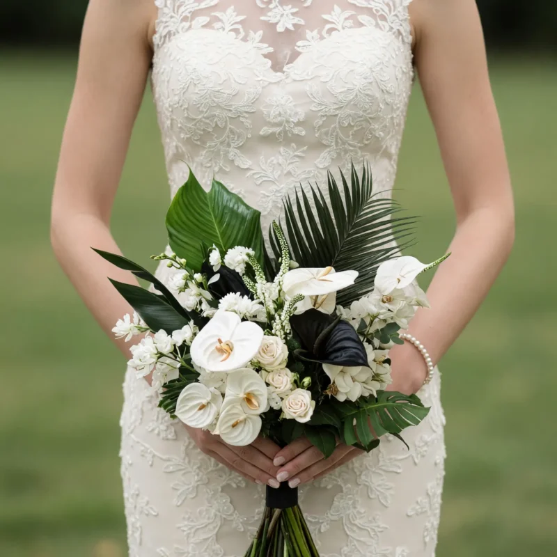 Black and White Wedding Bouquets Tropical Midnight Bridal Bloom
