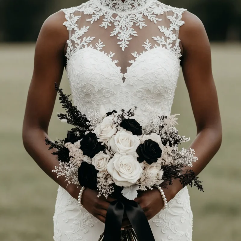 Black and White Wedding Bouquets Midnight Rose Romance