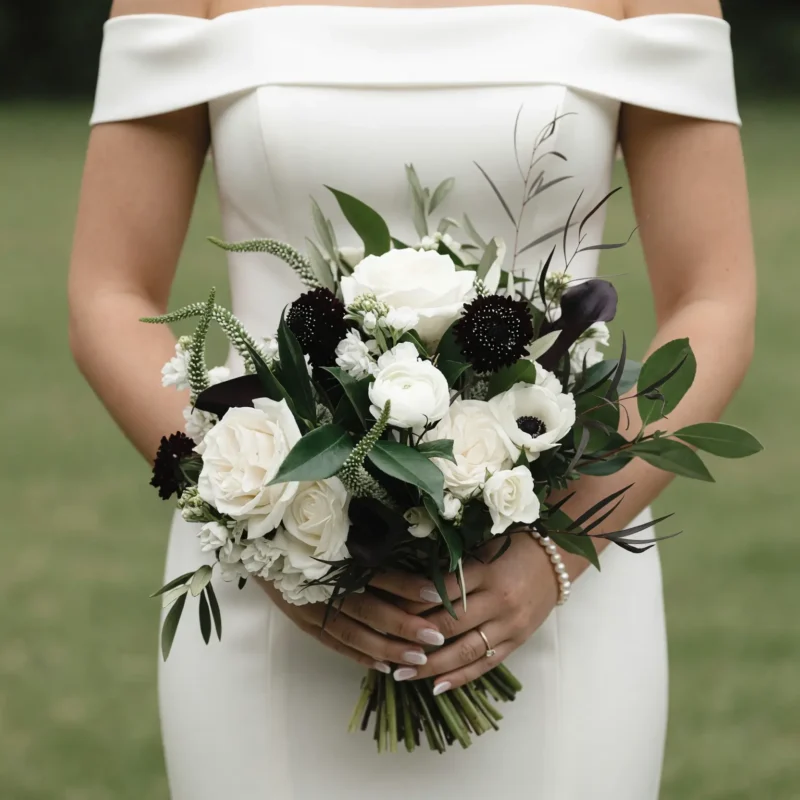 Black and White Wedding Bouquets Midnight Garden Grace