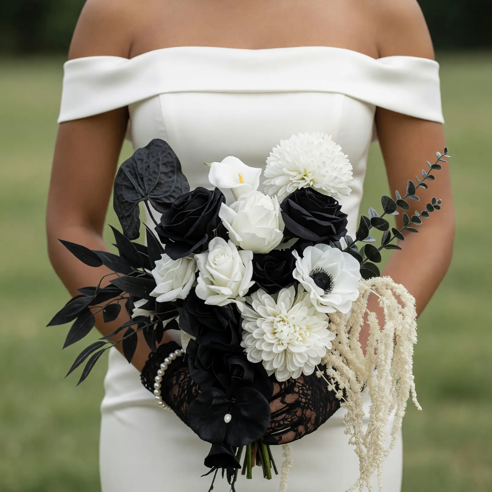 Black and White Wedding Bouquet Noir Elegance