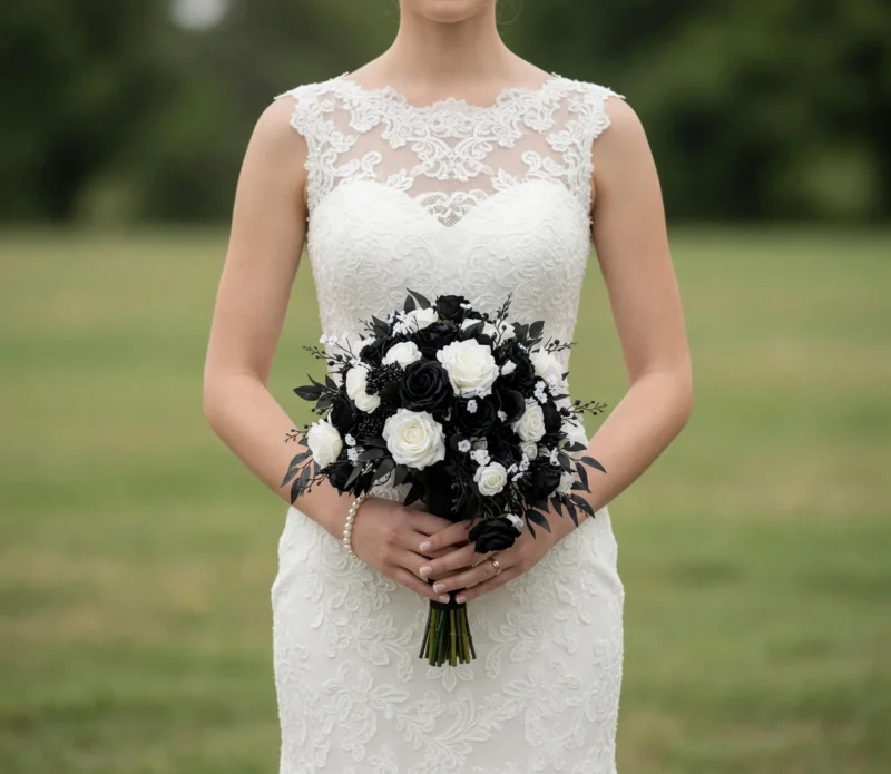 Black and White Wedding Bouquets Midnight Rose