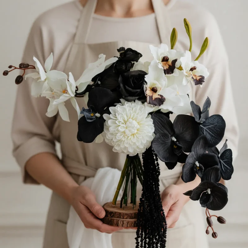 Black and White Wedding Bouquets Noir Cascade