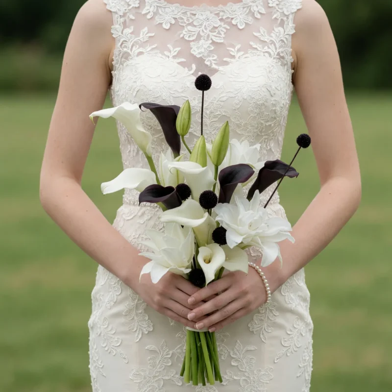 Black and White Wedding Bouquets Midnight Calla Romance