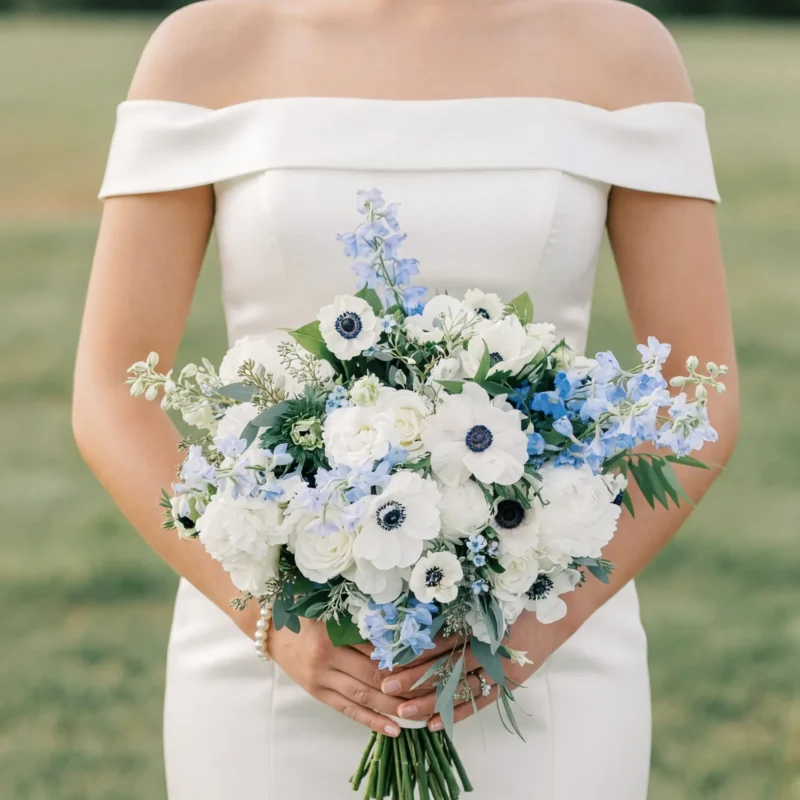 Blue and White Wedding Bouquets Garden Grace