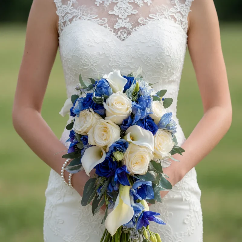 Blue and White Wedding Bouquets Royal Romance