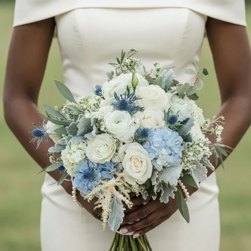 Blue and White Wedding Bouquets Garden Grace