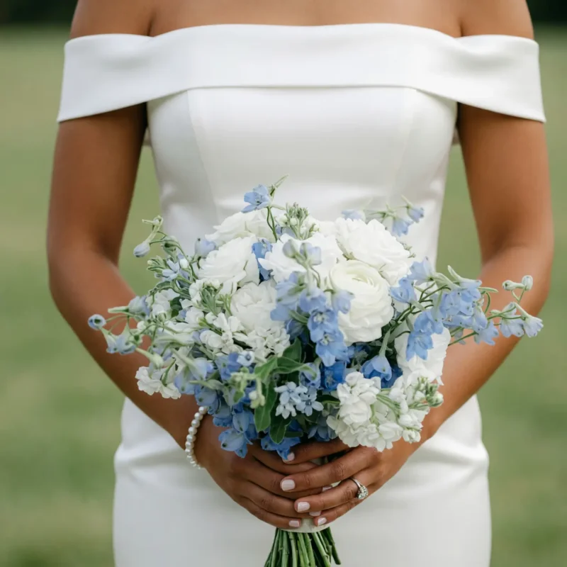 Blue and White Wedding Bouquets Soft Harmony