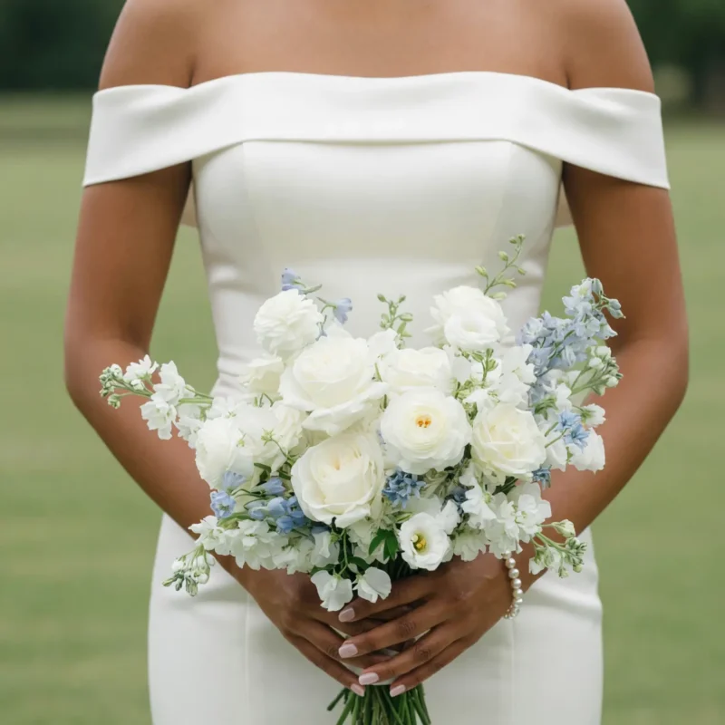 Blue and White Wedding Bouquets Gentle Grace