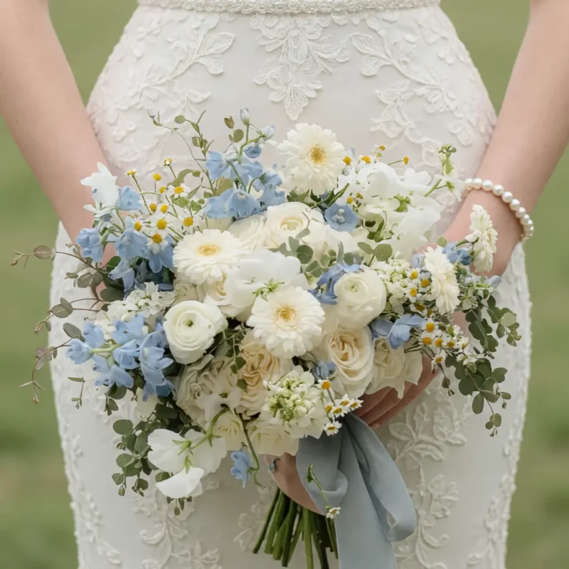 Blue and White Wedding Bouquets Garden Melody