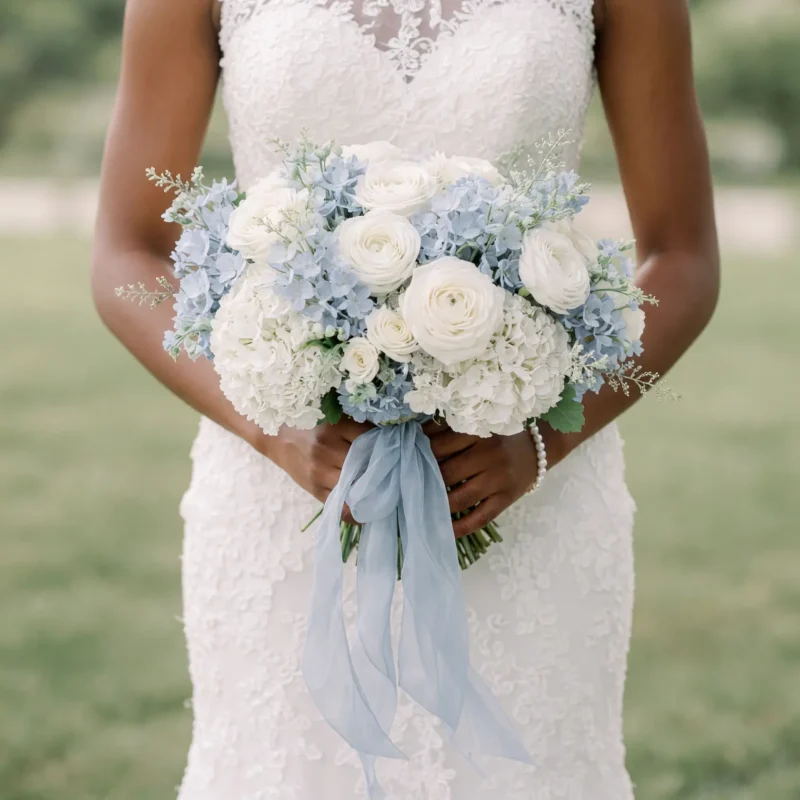 Blue and White Wedding Bouquets Cloud Romance