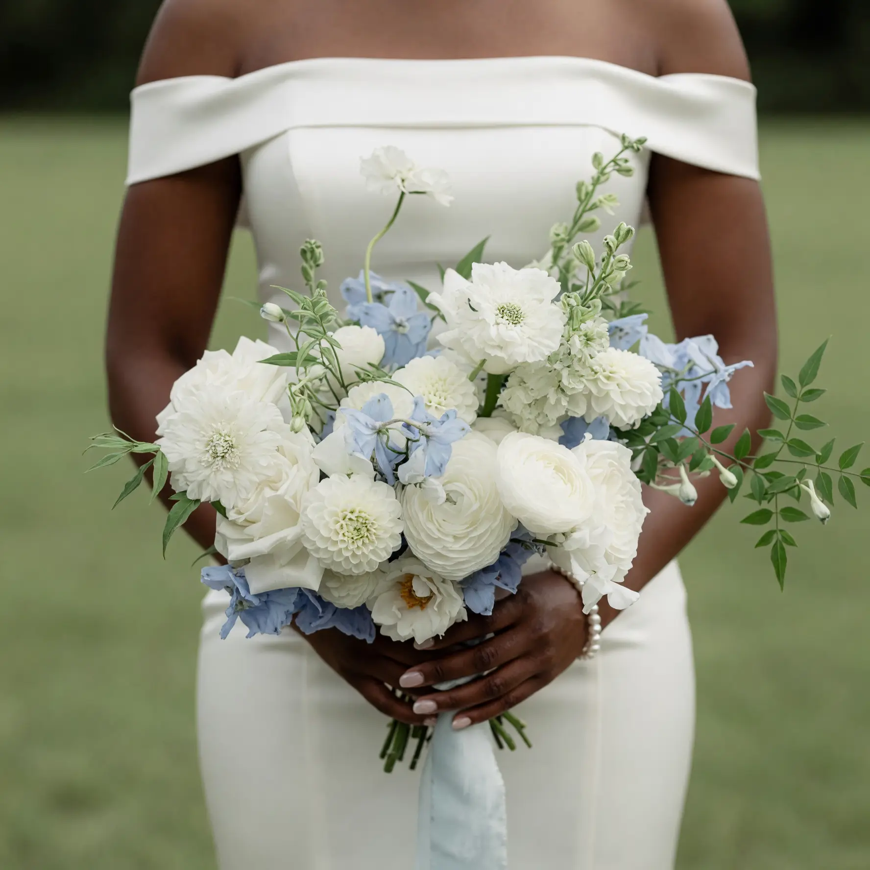 Blue and White Wedding Bouquets Serenity