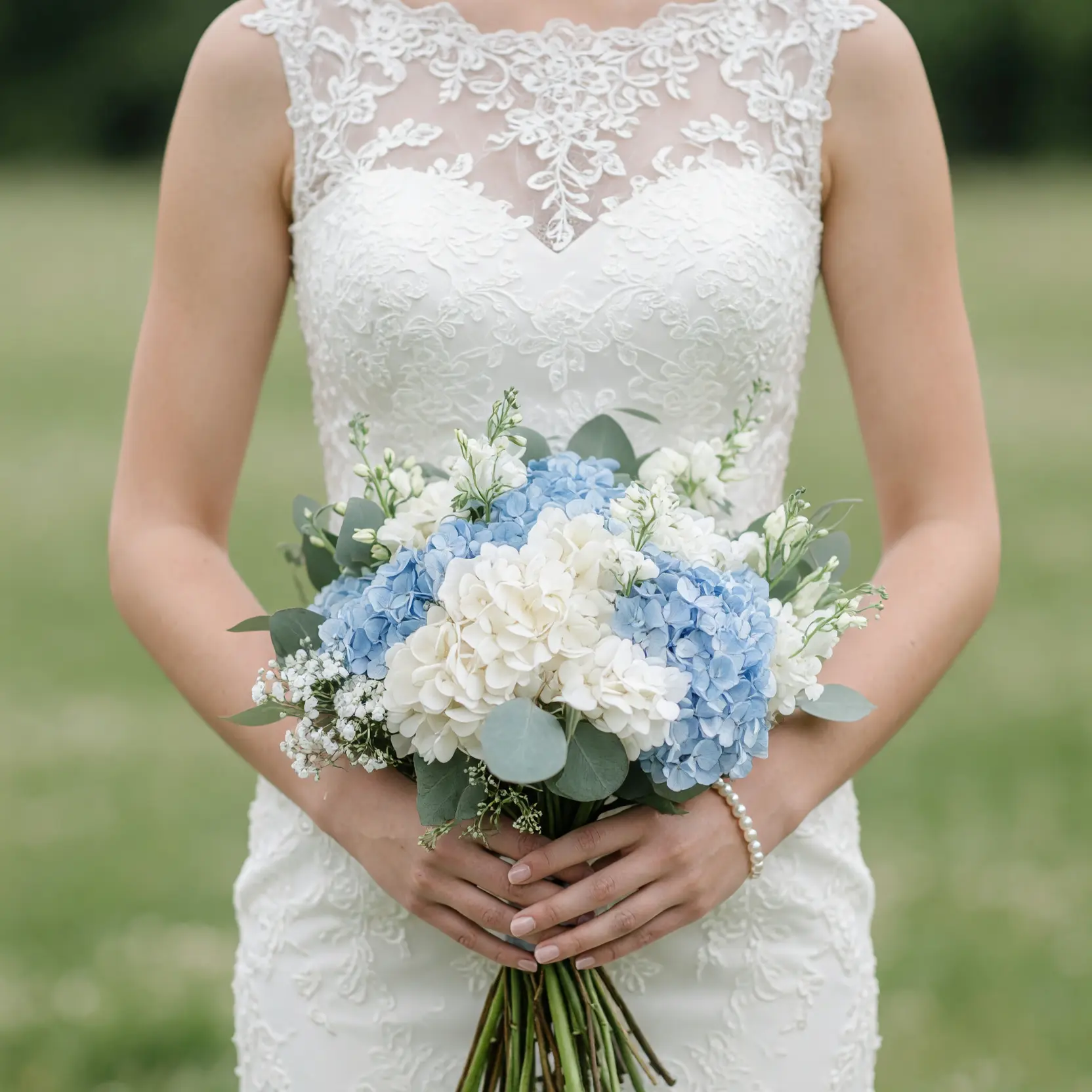 Blue and White Hydrangea Bridal Bouquet Elegance