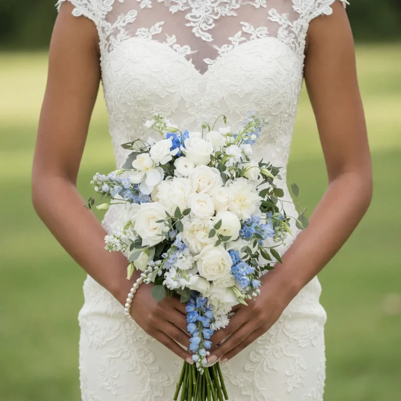 Blue and White Wedding Bouquets Cloud Garden