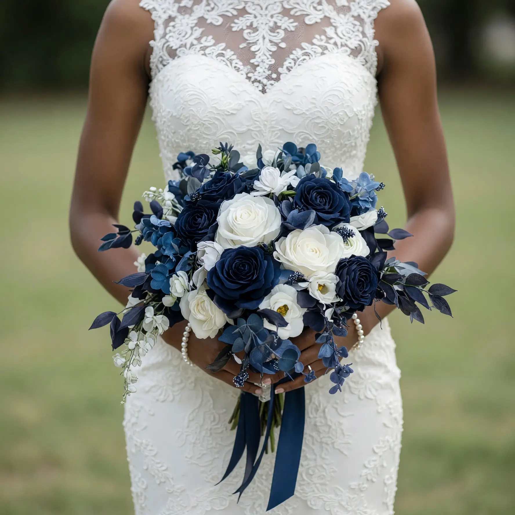 Popular Navy and Ivory Wedding Bouquet