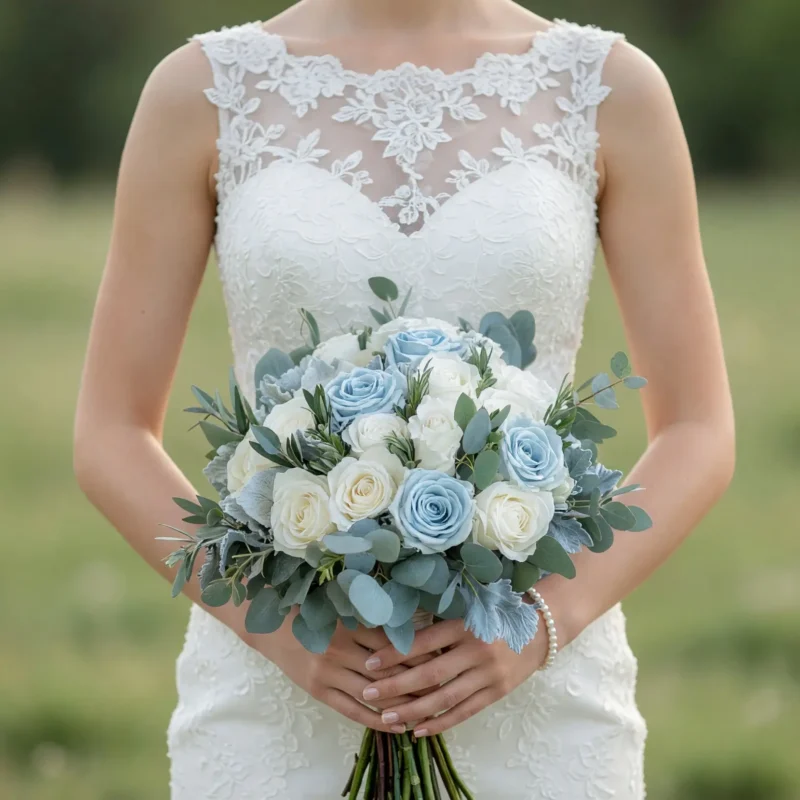 Blue Rose Wedding Bouquets Powder Blue Wedding Whispers