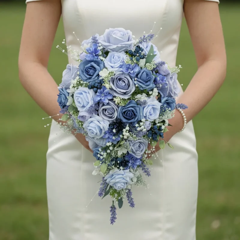 Blue Rose Wedding Bouquets Misty Blue Cascade Romance