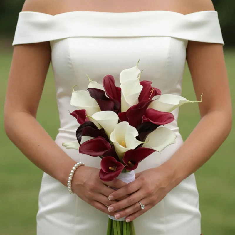 Calla Lily Wedding Bouquets Burgundy Ivory Harmony