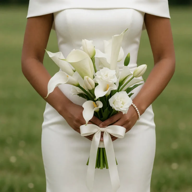 Calla Lily Wedding Bouquets Ivory Ribbon