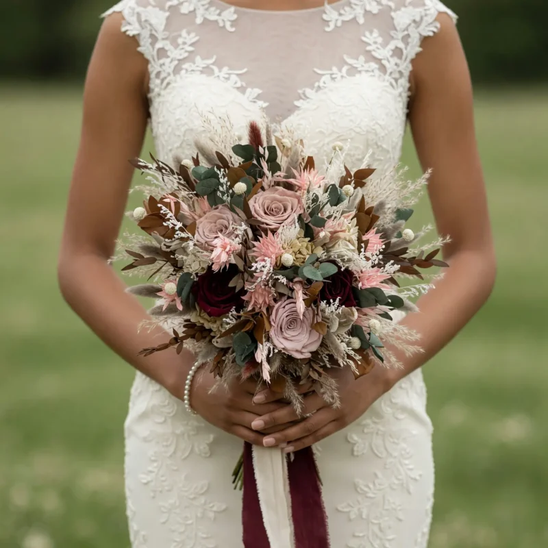 Dried Flower Wedding Bouquets Mulberry Blush Romance